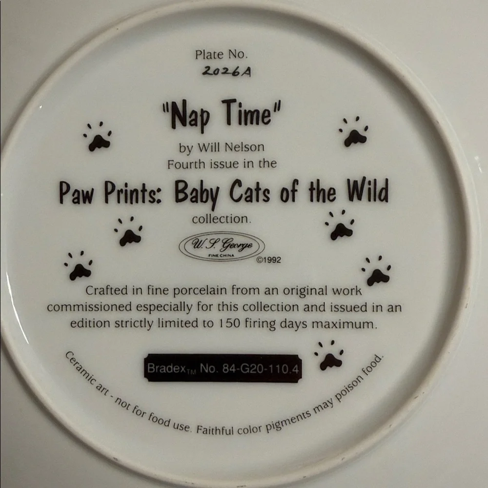 Vintage 1992. Will Nelson. Nap Time. Paw Prints: Baby Cats of the Wild. 2026A